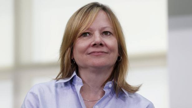 GM CEO Mary Barra, listens to a question from the