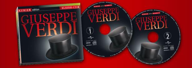 Ein CD-Set der „Kurier Edition“ mit klassischer Musik von Giuseppe Verdi.