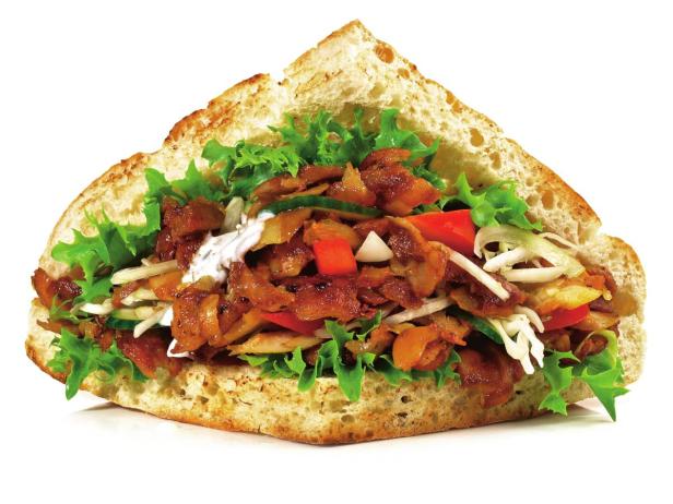 OLYMPUS DIGITAL CAMERA … Ein Döner Kebab gefüllt mit Salat, Fleisch und Gemüse.