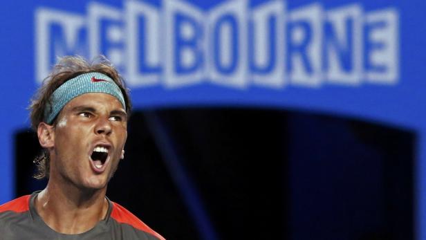 Rafael Nadal jubelt während eines Tennisspiels in Melbourne.