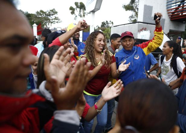 Supporters of Venezuelan President Nicolas Maduro celebrate during the presidential election in Caracas
