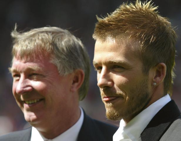 Sir Alex Ferguson und David Beckham bei einer Veranstaltung.