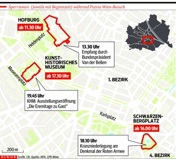 Verkehrsbehinderungen in Wien und 1600 Sicherheitskräfte für Putin