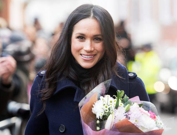 Meghan Markle arrives at an event she is attending with her fiancee Britain's Prince Harry in Nottingham
