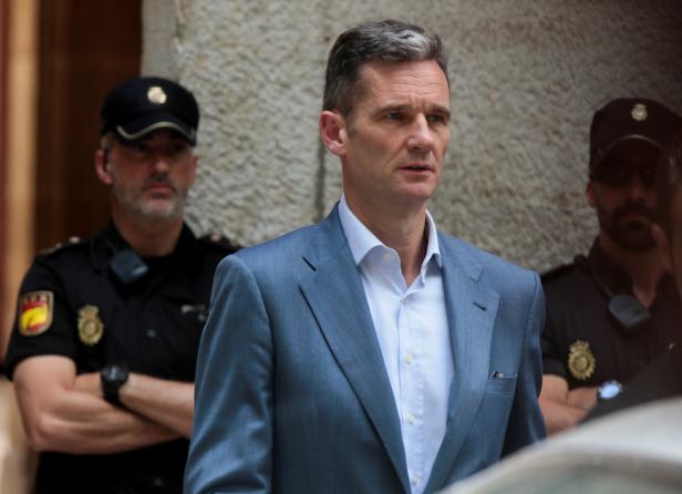 Inaki Urdangarin, Spain's King Felipe's brother-in-law, leaves court after picking up his prison sentence notification in Palma de Mallorca