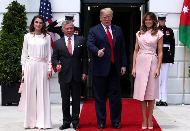Melania und Königin Rania: Treffen im rosaroten Partnerlook