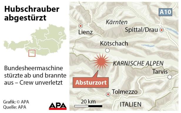 Bundesheerhubschrauber in Kärnten abgestürzt: Keine Verletzten