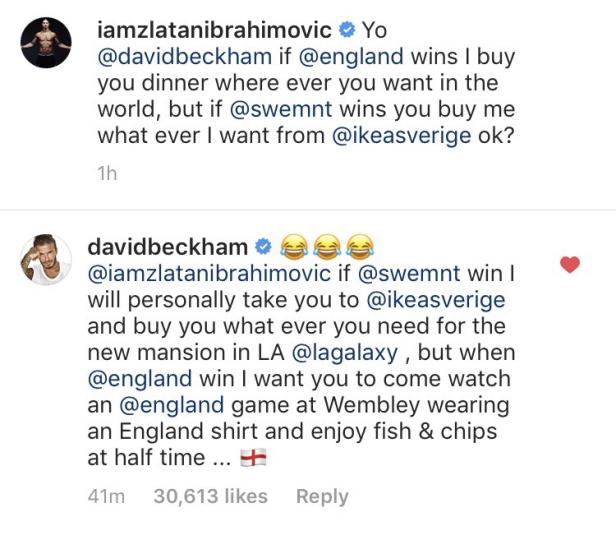 Kuriose WM-Wette zwischen Ibrahimovic und Beckham