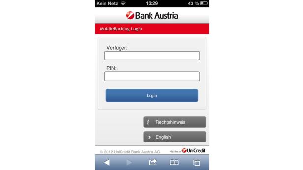 Das Online-Banking der Bank Austria