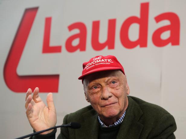 Niki Lauda addresses a news conference in Vienna