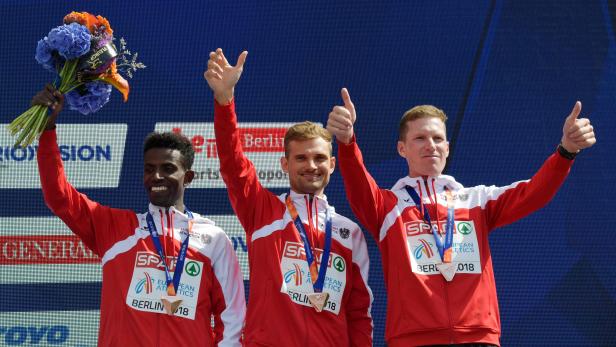 ATHLETICS-EURO-2018-MEN-MARATHON-PODIUM