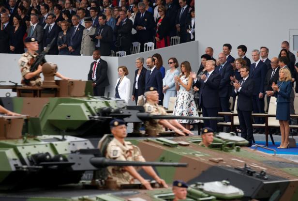 FILE PHOTO: U.S. President Trump attends a military parade on Bastille Day in France