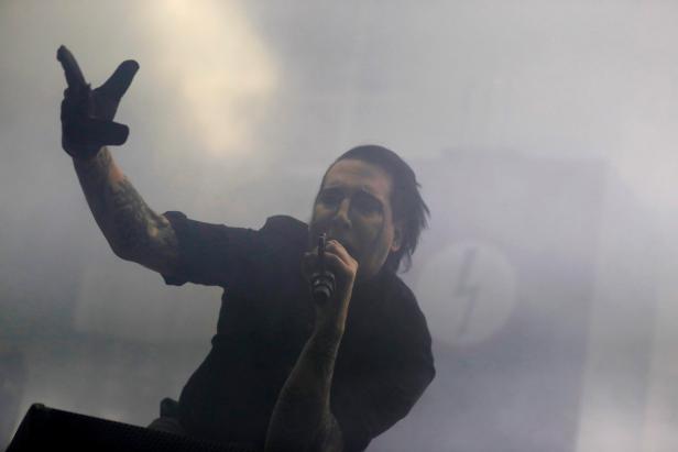 Musician Marilyn Manson performs during a concert at Campo Pequeno bullring in Lisbon
