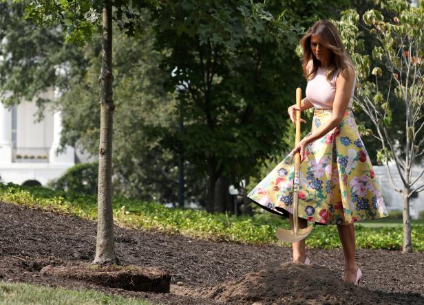 Diese Woche pflanzte Melania einen Baum - in High Heels