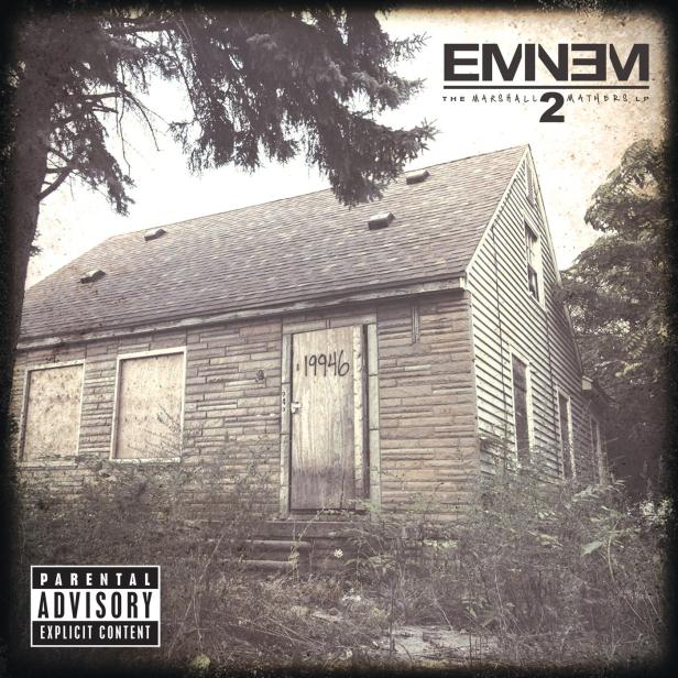 Das Cover von Eminem's Album „The Marshall Mathers LP 2“ zeigt ein heruntergekommenes Haus.