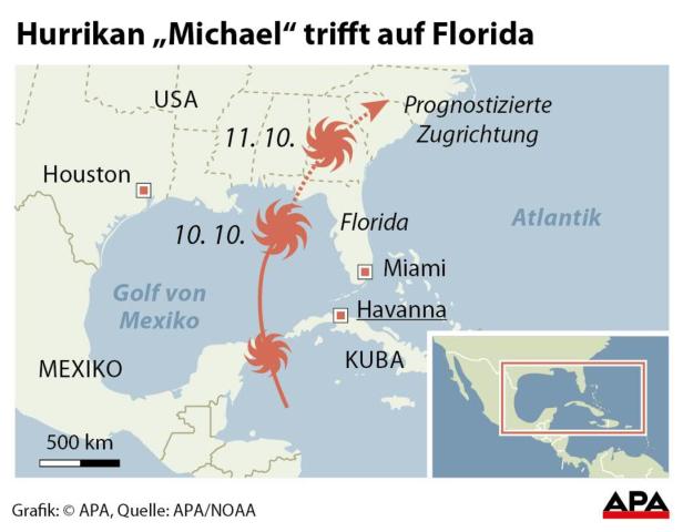 Hurrikan "Michael" gewinnt vor Küste Floridas an Stärke