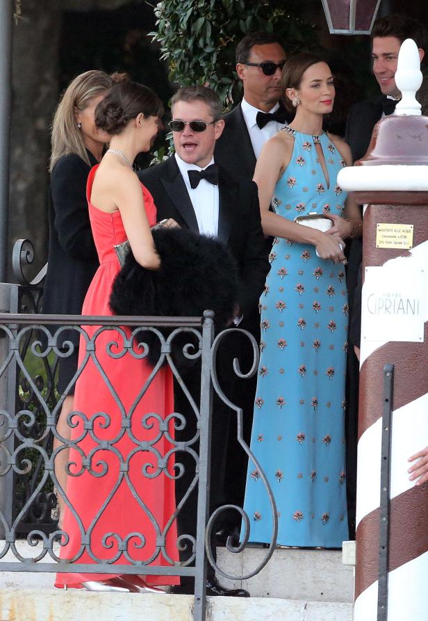Matt Damon, Emily Blunt und John Krasinski bei einer Veranstaltung in Venedig.