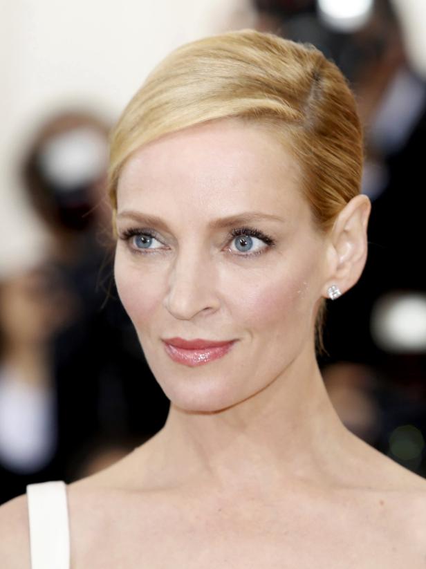Actress Uma Thurman arrives at the Met Gala in New