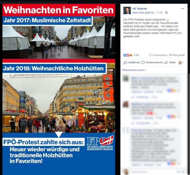 Strache gefiel Weihnachtsmarkt nicht: "Muslimische Zeltstadt"