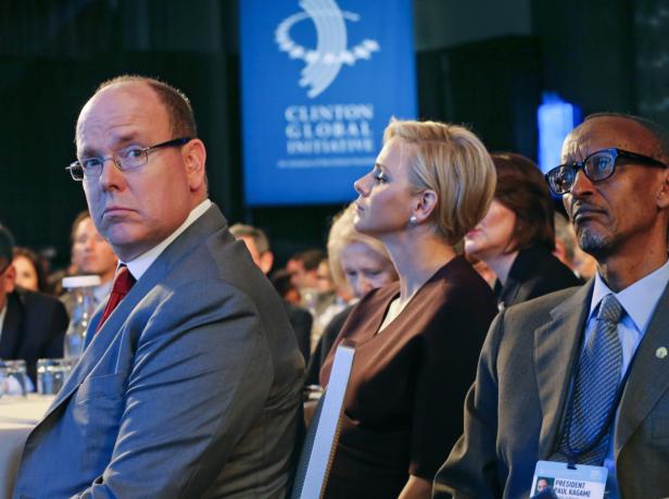 Fürst Albert II. von Monaco und Paul Kagame bei einer Veranstaltung der Clinton Global Initiative.