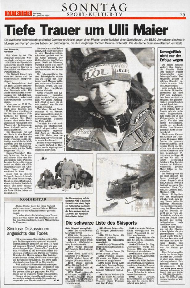 Vor 25 Jahren verunglückte Ulrike Maier in Garmisch