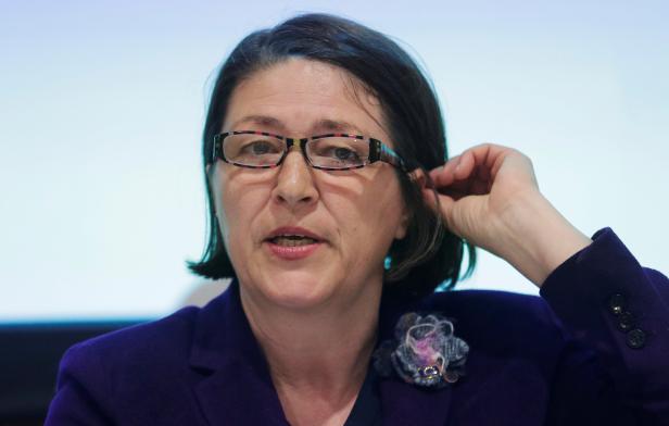 European Commissioner for Transport Bulc addresses a news conference in Vienna