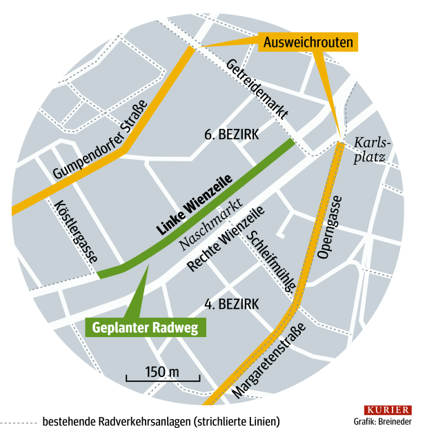 Wiener Naschmarkt: Verkehrsressort wirbt am Biertisch für Radweg