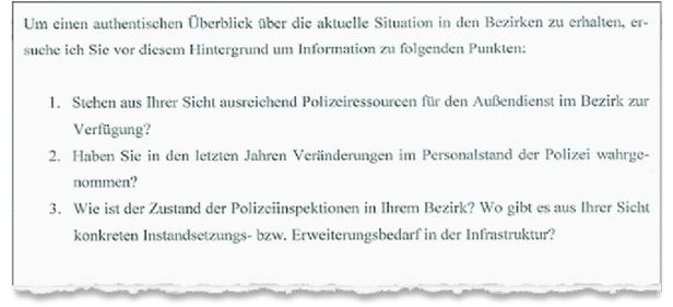 Ludwig-Brief an Bezirkschefs: "Mache mir Sorgen um Polizei"