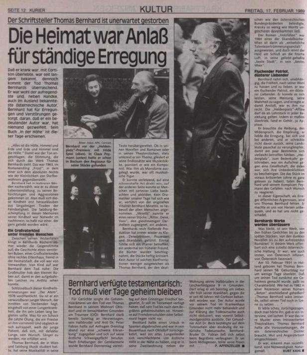Thomas Bernhard starb vor 30 Jahren: So berichtete der KURIER