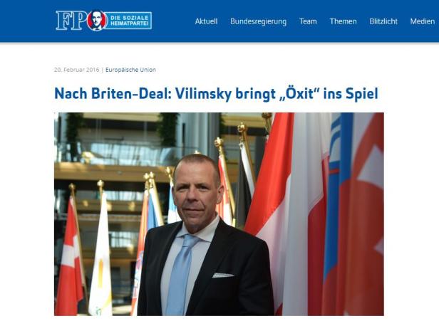 Vilimsky zu Öxit-Vorstoß: Nicht ich, sondern FPÖ-Pressedienst