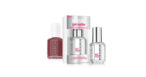 Eine Flasche Essie Nagellack und eine Packung Essie Gel Setter Überlack.