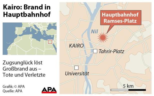 Mindestens 20 Tote und Verletzte bei Brand im Hauptbahnhof von Kairo