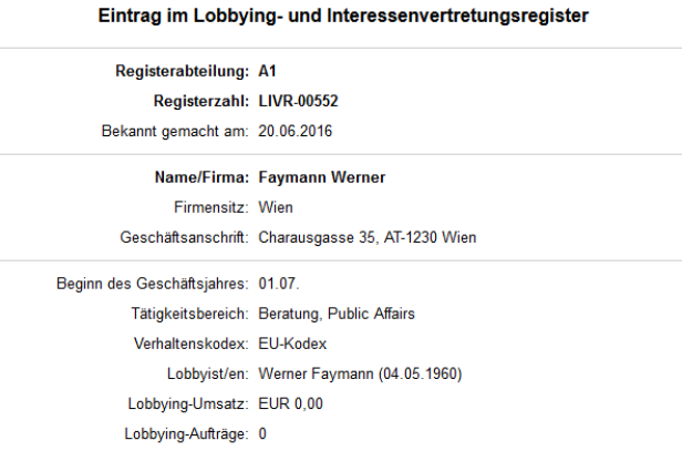 Werner Faymann macht auf Lobbyist