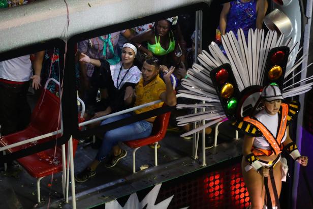 Revellers from Grande Rio samba school performs during the first night of the Carnival parade in Rio de Janeiro