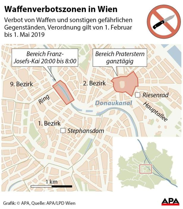 Waffenverbotszonen in Wien