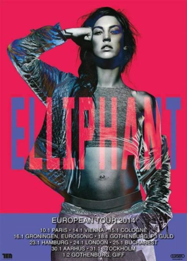 Das Werbeplakat für die „Eliphant“-Europatour 2014 zeigt eine selbstbewusste Sängerin.