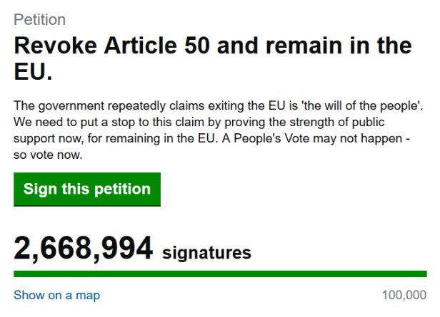 Petition: Über zwei Millionen Briten fordern Exit vom Brexit