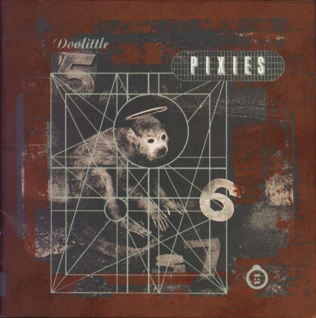 Das Cover des Albums „Doolittle“ von den Pixies zeigt einen Affen mit Heiligenschein in einem geometrischen Gitter.