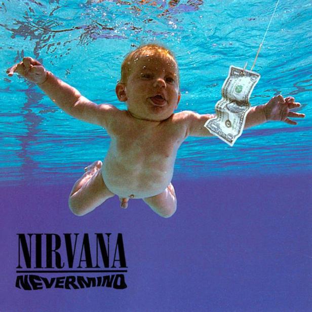 Das Cover des Albums „Nevermind“ von Nirvana zeigt ein Baby, das nach einem Dollar unter Wasser greift.