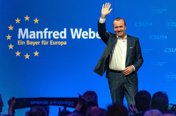 Kundgebung zum Europawahlkampf von Manfred Weber