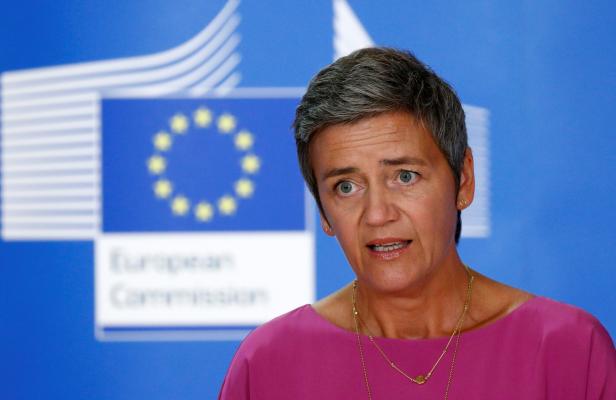 FILE PHOTO: EU Competition Commissioner Vestager holds a news conference in Brussels