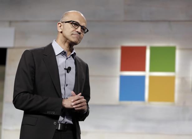 Microsoft Corp Chief Executive Satya Nadella speaks at his first annual shareholders' meeting in Bellevue, Washington