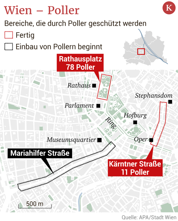 Wiener Mariahilfer Straße: Poller gegen Terror auf Einkaufsmeile