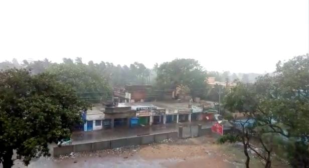 Trees are blown by strong winds ahead of cyclone Fani's landfall in Puri