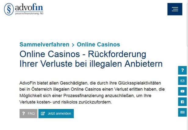 Sammelklage gegen Online-Casinos auf Rückzahlung der Verluste