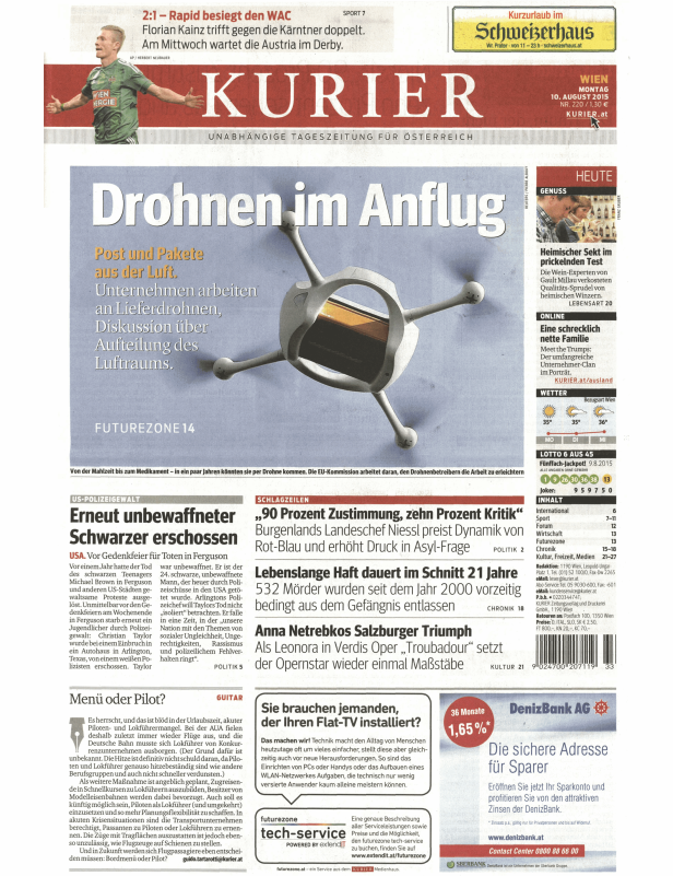 Titelseiten vom 10.08.2015