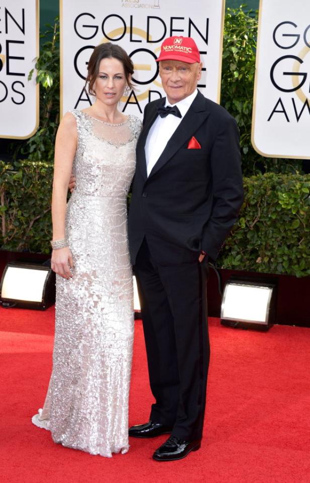 Niki Lauda mit seiner Frau Birgit auf dem roten Teppich.