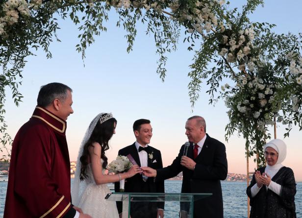 Turkish President Erdogan attends wedding ceremony of Arsenal's German soccer player Mesut Ozil, who is of Turkish descent, and his fiancee Amina Gulse in Istanbul