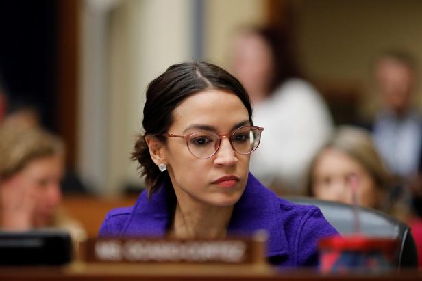 U.S. Rep. Ocasio-Cortez takes part in House Oversight and Reform meeting on White House security clearances on Capitol Hill in Washington