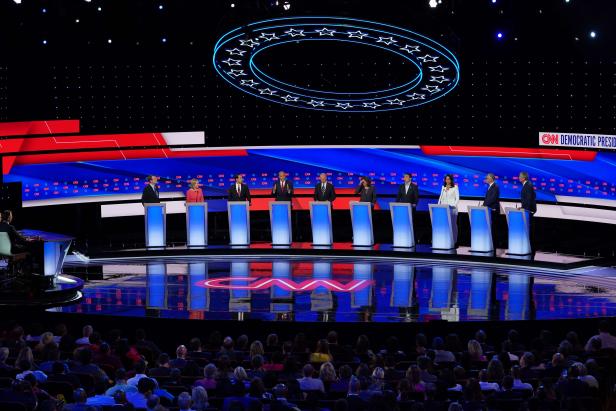 US-DEMOCRATIC-PRESIDENTIAL-CANDIDATES-DEBATE-IN-DETROIT-OVER-TWO